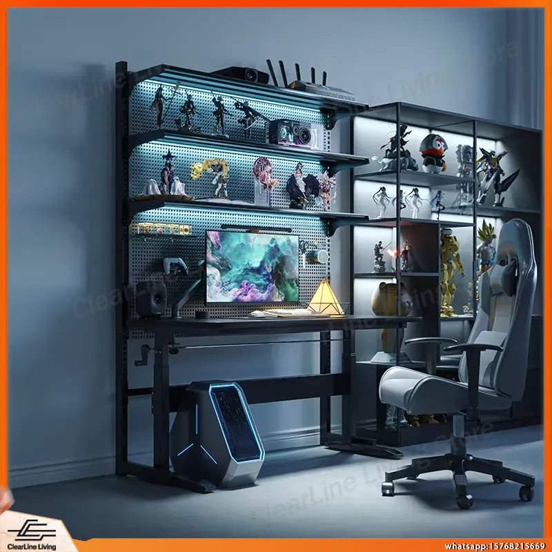 Esports Gaming Monitor - Meja Gaming Bentuk L Ergonomis untuk