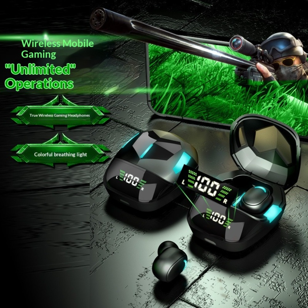 Esports Gaming Bar - Headset Bluetooth Tampilan Level Baterai Pengurangan