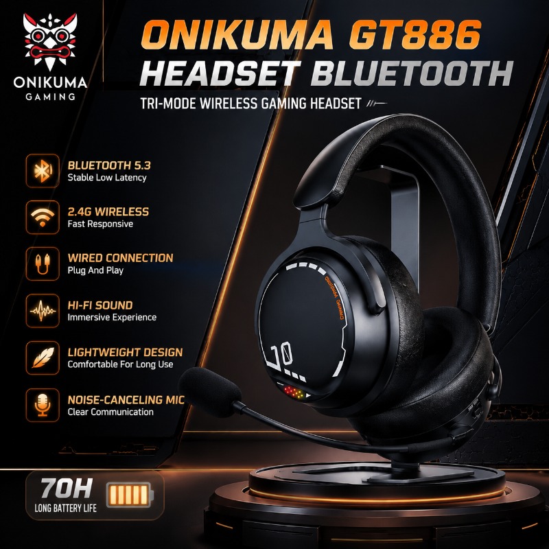 Esports Gaming Bar - ONIKUMA GT886 Headset Gaming Tri Mode