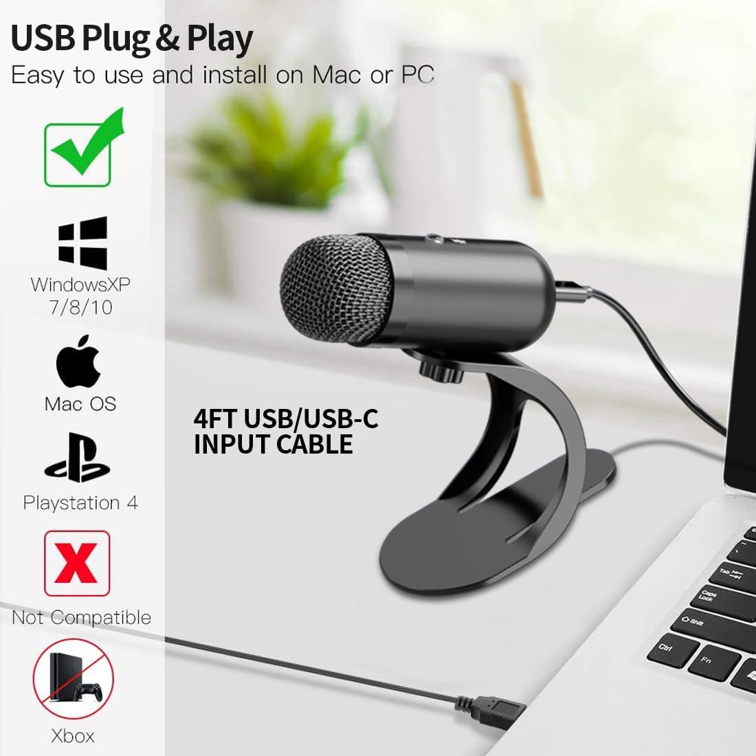 Esports Gaming - Mikrofon USB Profesional Kondensor untuk Konferensi,